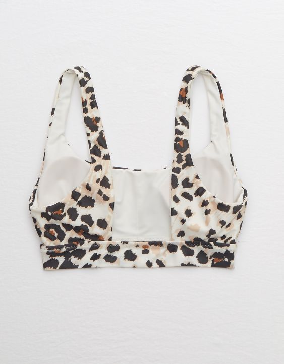 Aerie Leopard Banded Wide Strap Scoop Bikini Top