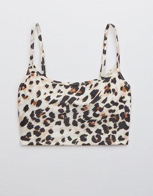 Aerie Leopard Longline Scoop Bikini Top