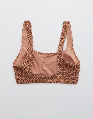 Aerie Ribbed Leopard Wide Strap Scoop Bikini Top