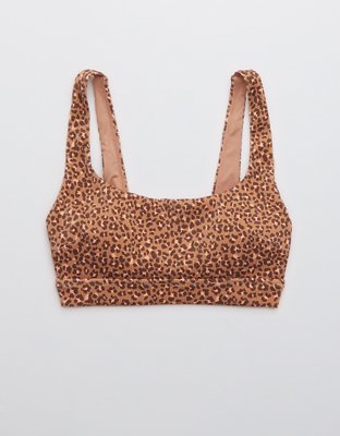 Aerie Ribbed Leopard Wide Strap Scoop Bikini Top