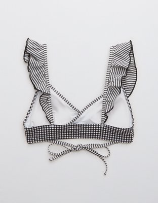 Aerie Seersucker Ruffle Wrap Bikini Top