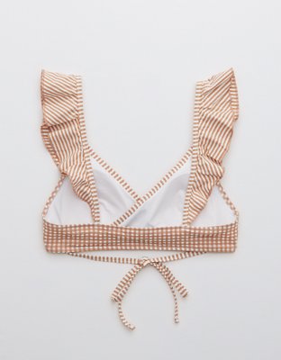 Aerie Seersucker Ruffle Wrap Bikini Top