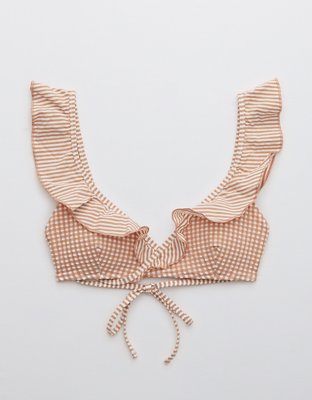 Aerie Seersucker Ruffle Wrap Bikini Top