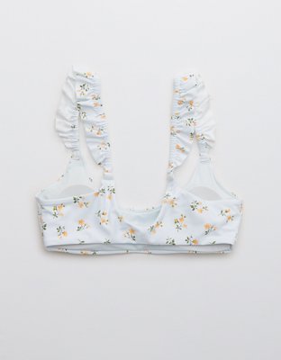 Aerie Printed Ruffle Scoop Bikini Top