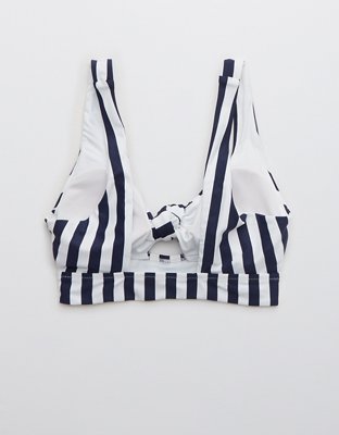 Aerie Printed Tie Banded Wide Strap Scoop Bikini Top
