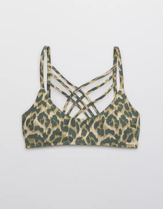 Aerie Leopard Strappy Scoop Bikini Top