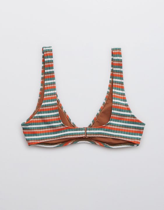 Aerie Striped Ribbed Plunge Bikini Top
