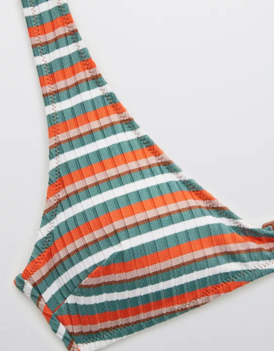 Aerie Striped Ribbed Plunge Bikini Top