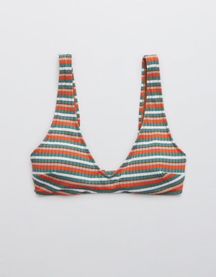 Aerie Striped Ribbed Plunge Bikini Top