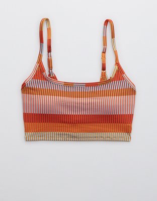Aerie Jacquard Striped Longline Scoop Bikini Top