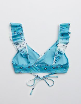 Aerie Printed Ruffle Wrap Bikini Top