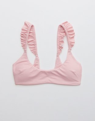 Aerie Top de Bikini con Cuello Caído y Volantes