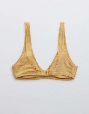 Aerie Ribbed Shine Scoop Plunge Bikini Top