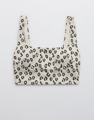 Aerie Leopard Textured Longline Scoop Bikini Top