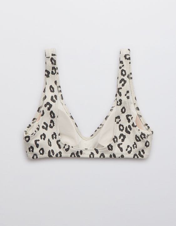 Aerie Leopard Textured Plunge Bikini Top