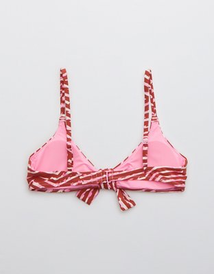 Aerie Top de bikini con cuello caído y lazo en el frente