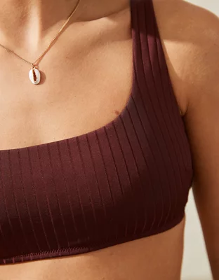 Aerie Ribbed Shine Tie Back Scoop Top