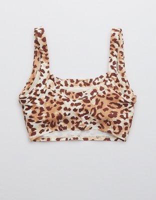 Aerie Leopard Longline Scoop Bikini Top