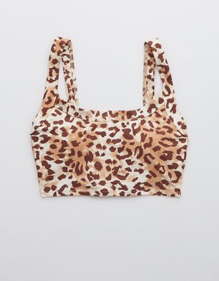 Aerie Leopard Longline Scoop Bikini Top