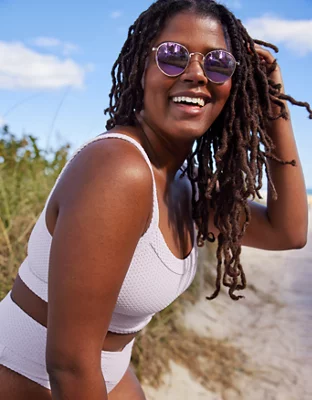Aerie Jacquard Longline Scoop Bikini Top