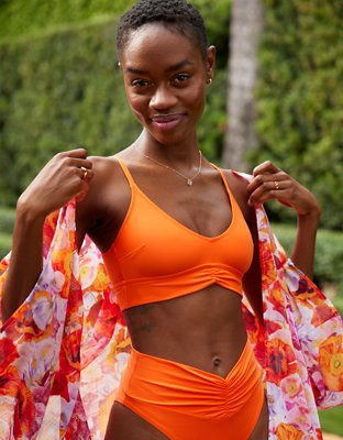 Aerie Ruched Longline Bikini Top
