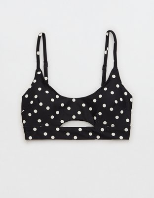 Aerie Top de bikini con cuello caído y calado