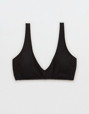 Aerie Top de bikini de jacquard con escote V bajo profundo