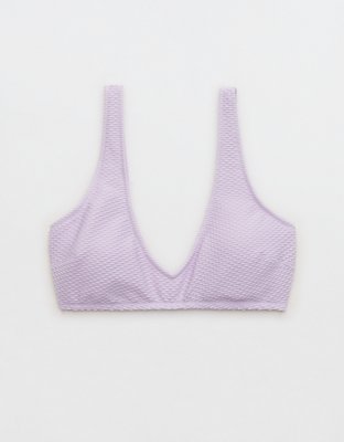 Aerie Top de bikini de jacquard con escote V bajo profundo