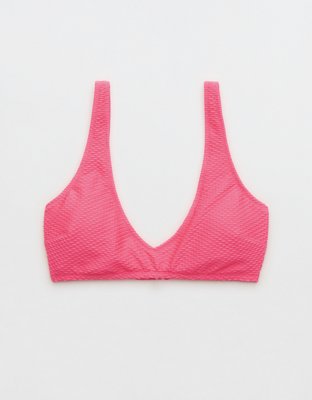 Aerie Top de bikini de jacquard con escote V bajo profundo
