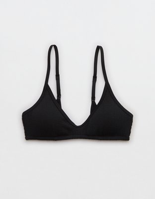 Aerie Top de Bikini Arrugado con Escote V Bajo y Profundo