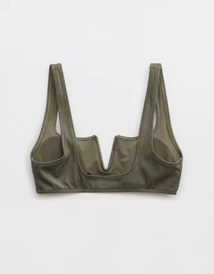 Aerie Shine Pique V Wire Scoop Bikini Top