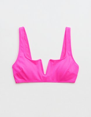 Aerie Shine Pique V Wire Scoop Bikini Top