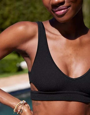 Aerie Crinkle Voop Cut Out Bikini Top