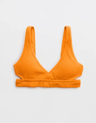 Aerie crinkle voop cut out bikini top
