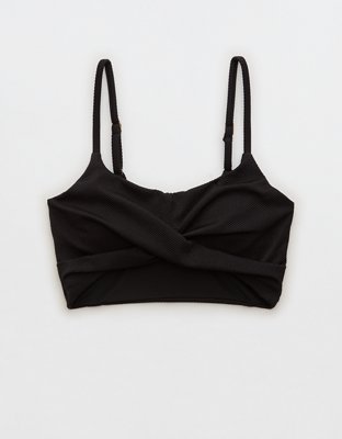 Aerie Shine Pique Scoop Twist Longline Bikini Top