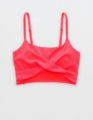 Aerie Shine Pique Scoop Twist Longline Bikini Top