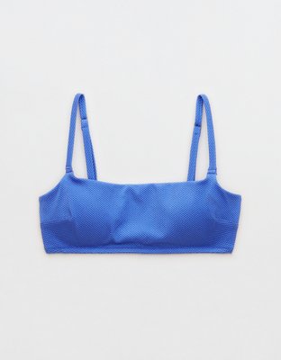 Aerie Top de Bikini Straight de Piqué con Brillo y Cuello Caído
