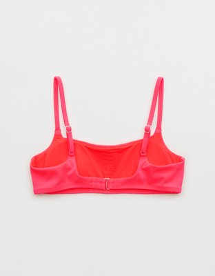 Aerie Top de Bikini Straight de Piqué con Brillo y Cuello Caído