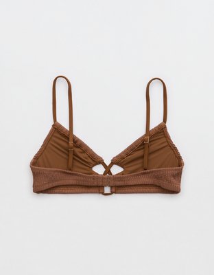 Aerie Crinkle Lace Up Scoop Bikini Top