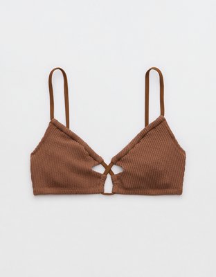 Aerie Crinkle Lace Up Scoop Bikini Top