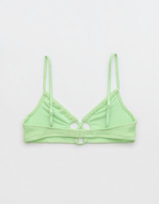 Aerie Crinkle Lace Up Scoop Bikini Top