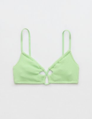 Aerie Crinkle Lace Up Scoop Bikini Top