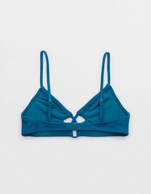 Aerie Crinkle Lace Up Scoop Bikini Top