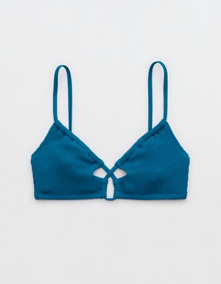 Aerie Crinkle Lace Up Scoop Bikini Top