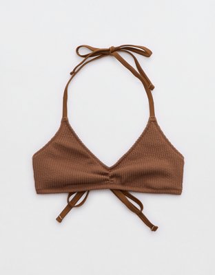 aerie Crinkle Longline Plunge Triangle Bikini Top - ShopStyle Two