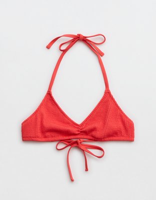 Aerie Crinkle Halter Voop Bikini Top