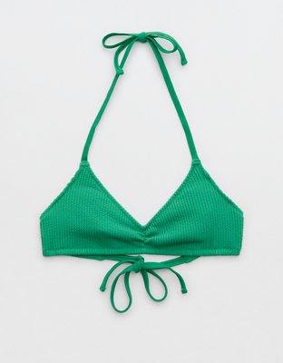 aerie Crinkle Longline Plunge Triangle Bikini Top - ShopStyle Two