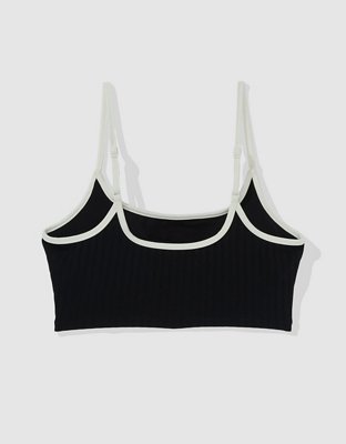 Aerie Top de Bikini de Línea Larga en Punto Elástico Ancho con Cuello Caído