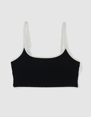 Aerie Top de Bikini de Línea Larga en Punto Elástico Ancho con Cuello Caído