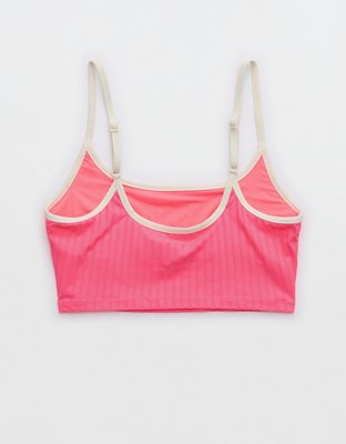 Aerie Top de Bikini de Línea Larga en Punto Elástico Ancho con Cuello Caído